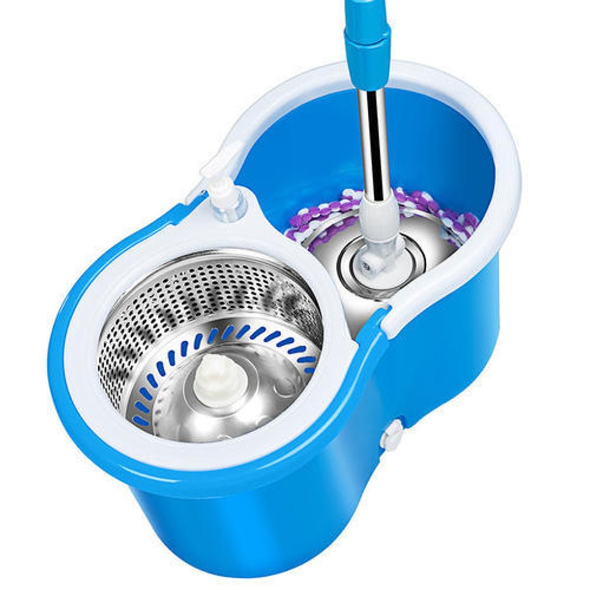 3-in-1 Spin Mop and Bucket Set |Hands Fee Mopping System with 2 Microfiber Mop Heads