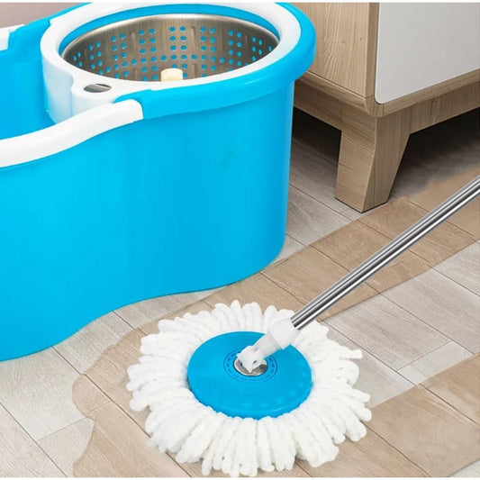 3-in-1 Spin Mop and Bucket Set |Hands Fee Mopping System with 2 Microfiber Mop Heads